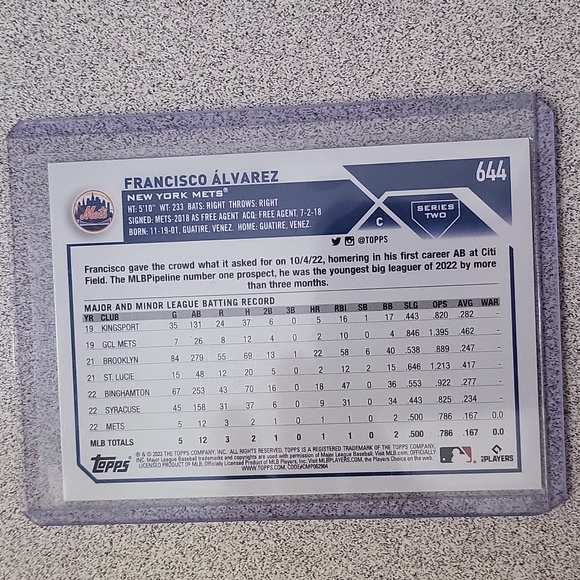 2023 Topps Fransico Alvarez RC - Picture 2 of 2